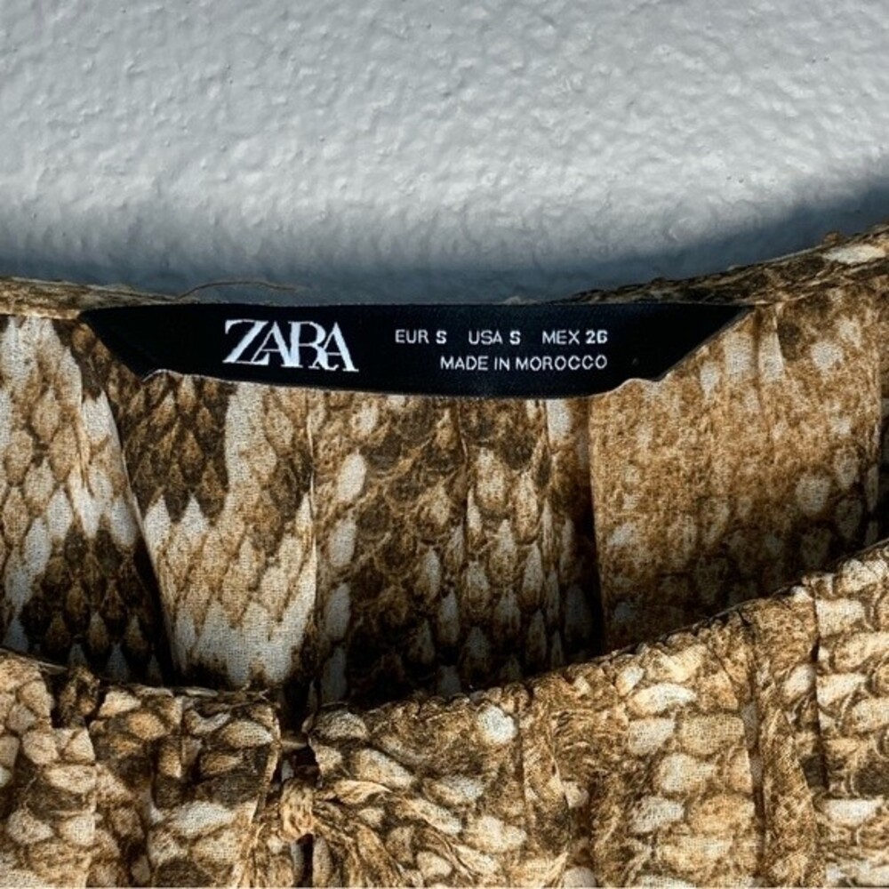 ZARA snake print sheer balloon sleeve blouse women’s size small - Picture 5 of 5